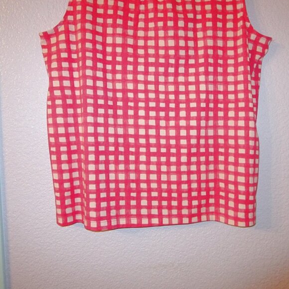 Lands End Gingham Trimmed Blouse Top Size L P Tank Pom Poms Countrycore Tradwife - Picture 8 of 9